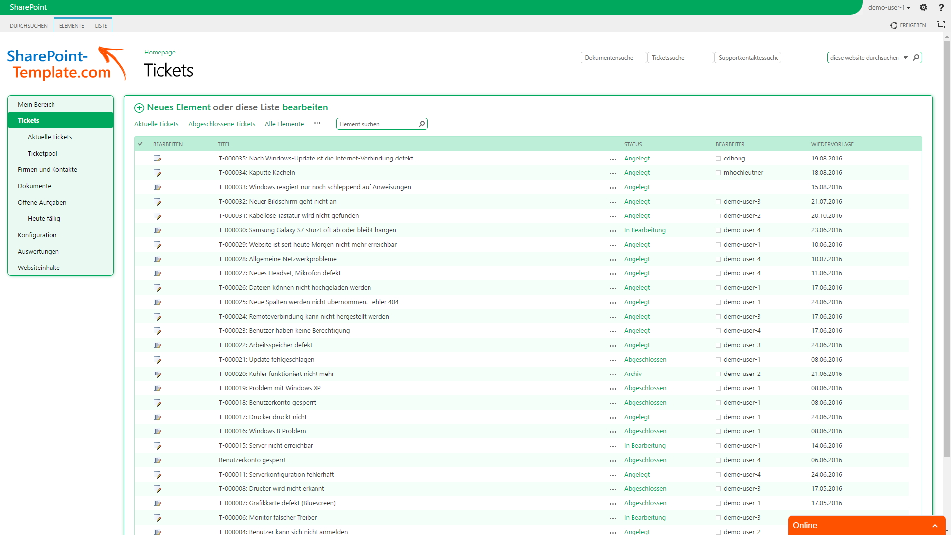 Sharepoint Ticketing System Template